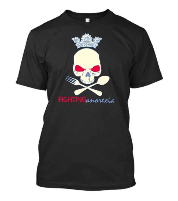 Fighting Anorexia Skull Crown Crossed Fork Spoon T-Shirt