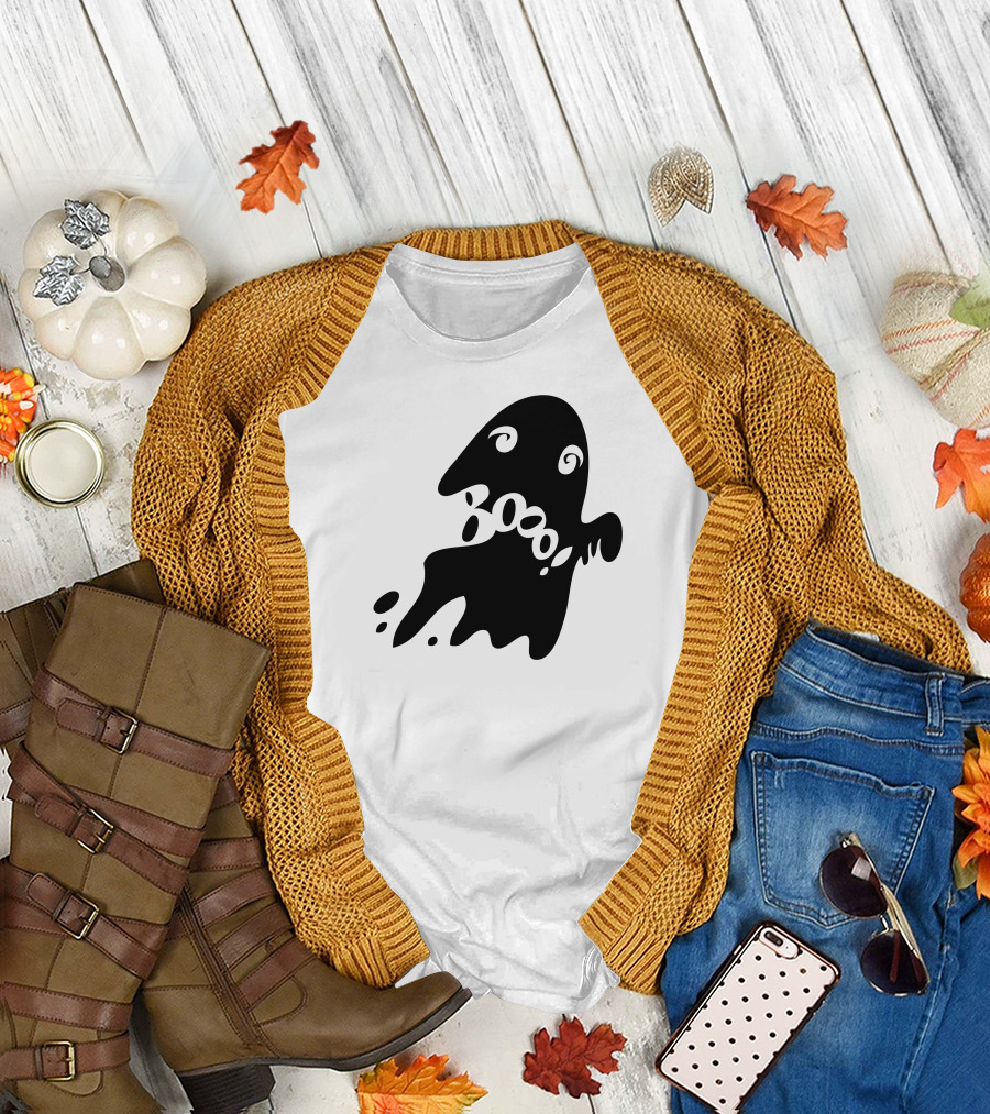 Boo Spooky Swirled Ghost Halloween Card T-Shirt