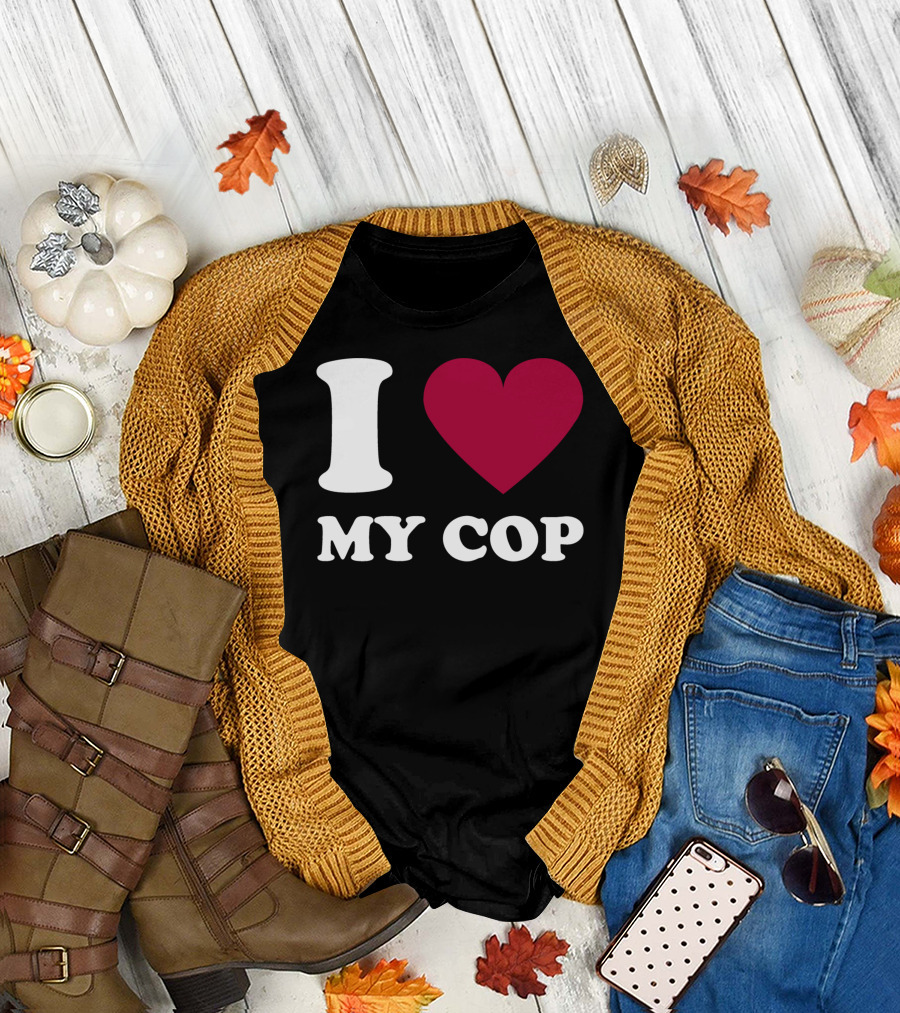 I Love My Cop Heart T-Shirt