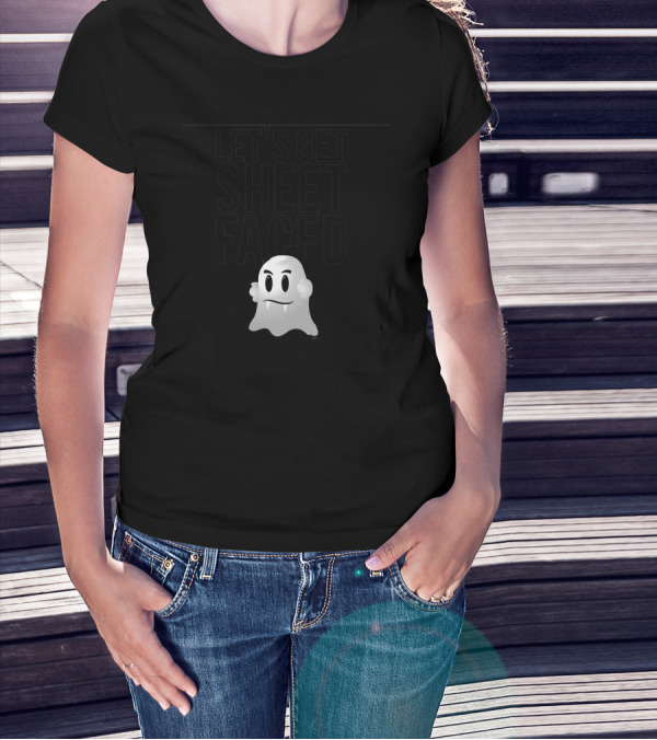 LET'S GET SHEET FACED GHOST EMOJI HALLOWEEN FUNNY T-Shirt