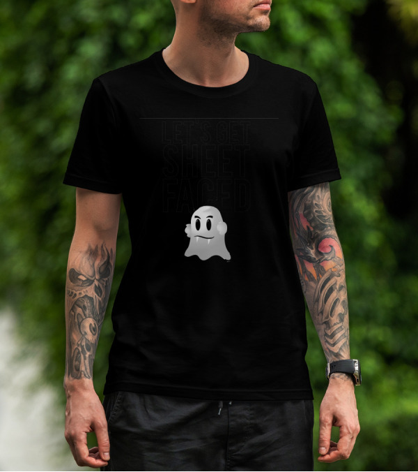 LET'S GET SHEET FACED GHOST EMOJI HALLOWEEN FUNNY T-Shirt
