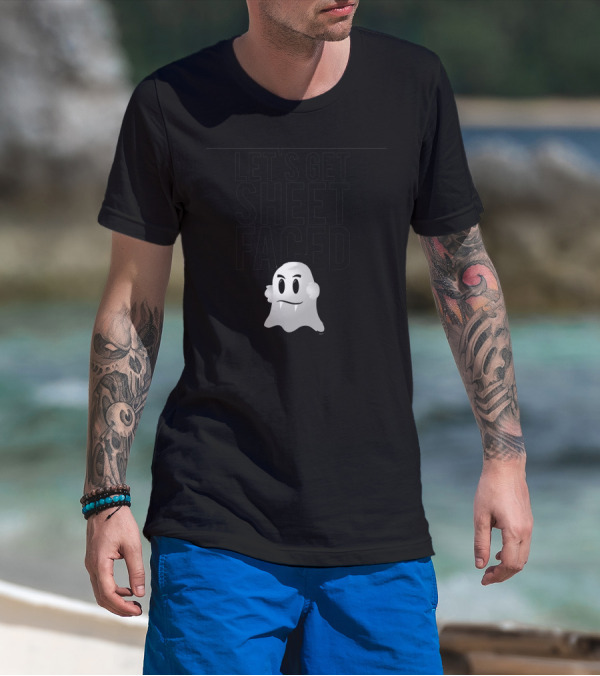LET'S GET SHEET FACED GHOST EMOJI HALLOWEEN FUNNY T-Shirt