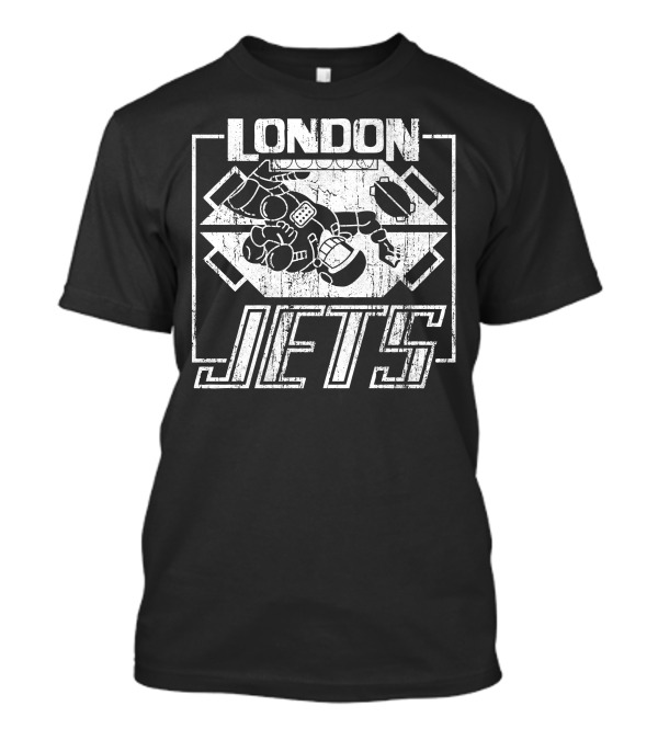London Jets Hockey Player Robot Motif T-Shirt