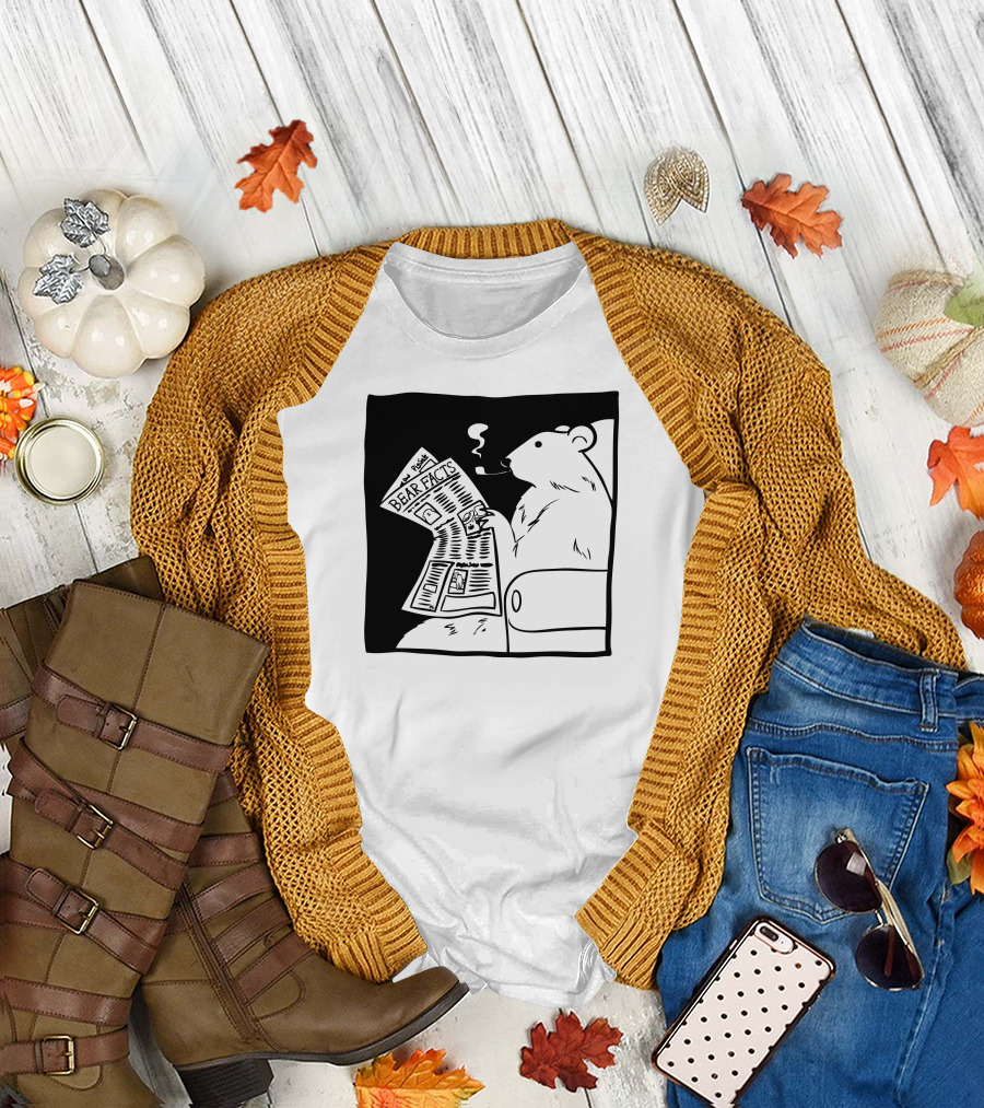 Bear Facts Newspaper Smoky Lounge Scene T-Shirt