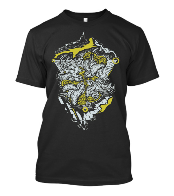 The Birds And Booze — Dynamic Flying Birds With Number 7 And Abstract Elements T-Shirt