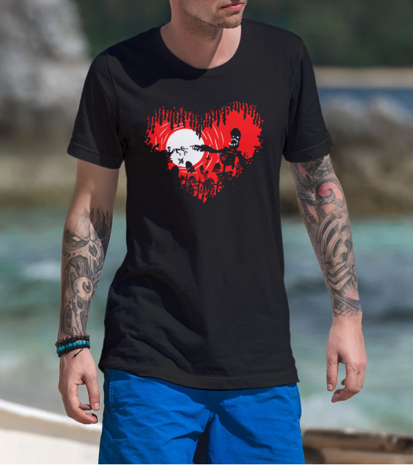 Till Death Do Us Part Zombie Heart Graveyard Scene T-Shirt