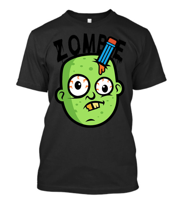 Zombie Cute Pencil Head Emoji Cartoon T-Shirt