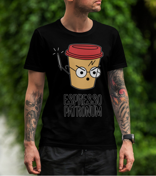 Espresso Patronum Coffee Cup Magic Wand Glasses Iconic Mashup T-Shirt