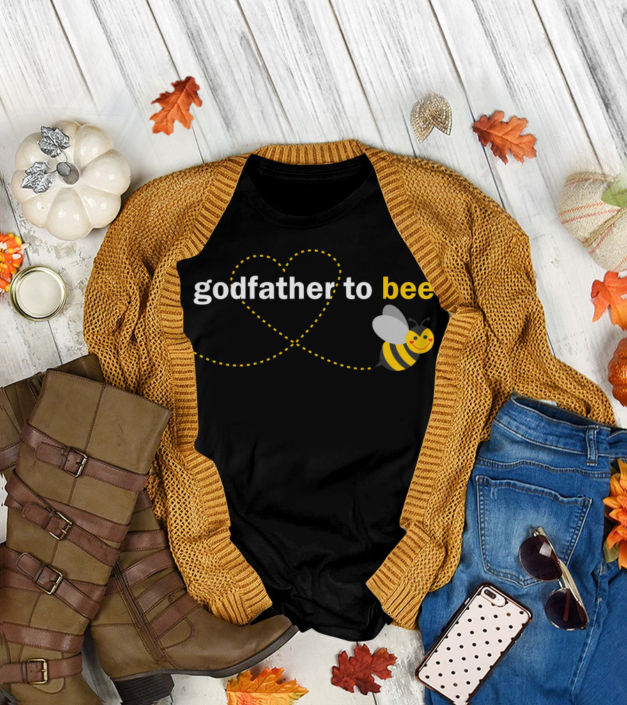 Godfather to Bee Heart-Shaped Buzzing Bee Tail T-Shirt