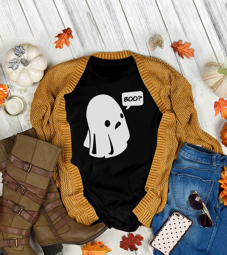 Halloween Boo Ghost with Boo? Speech Bubble T-Shirt