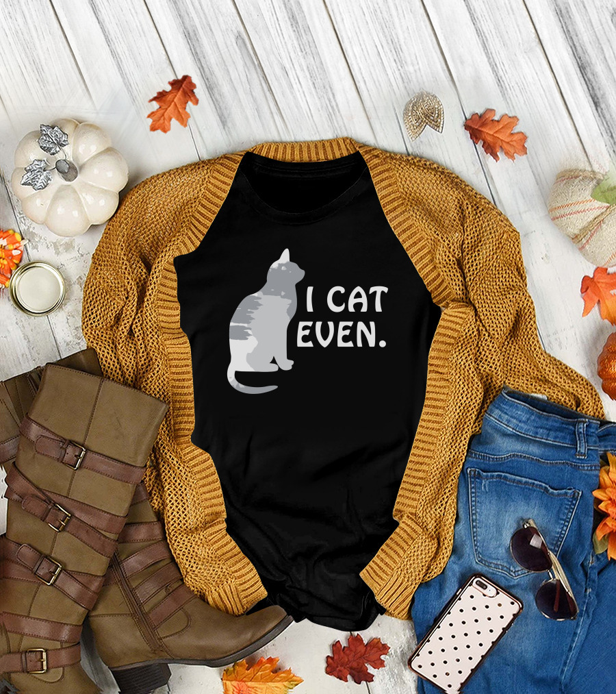 I Cat Even Grayscale Cat Silhouette Humor T-Shirt