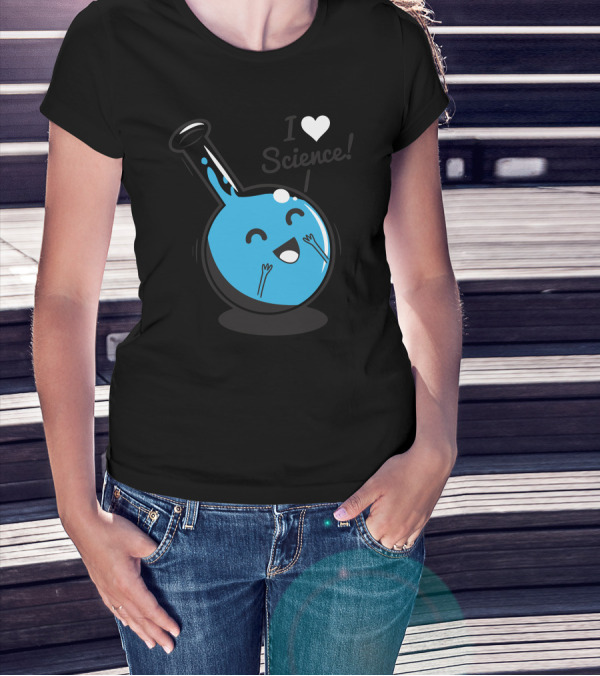 Heart I Heart Science Blue Happy Drop Chemistry T-Shirt