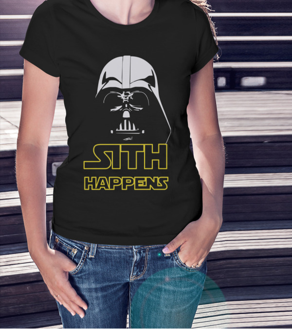Star Wars Darth Vader Sith Happens Black Graphic Iconic Text Fandom T-Shirt