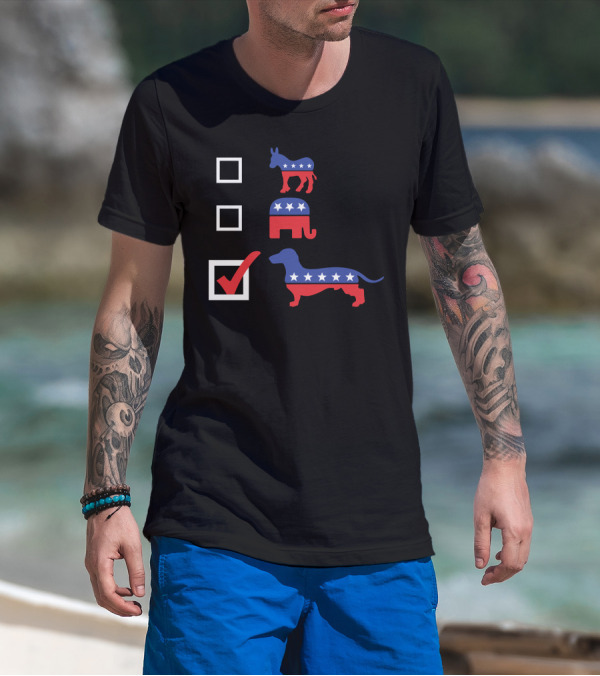 Vote For Dachshund 2024 Election Patriotic Dog T-Shirt