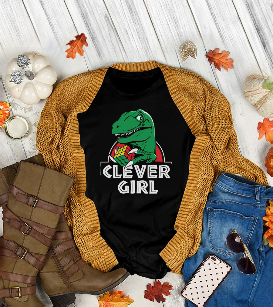 Clever Girl Dinosaur with Rubik's Cube Jurassic T-Shirt