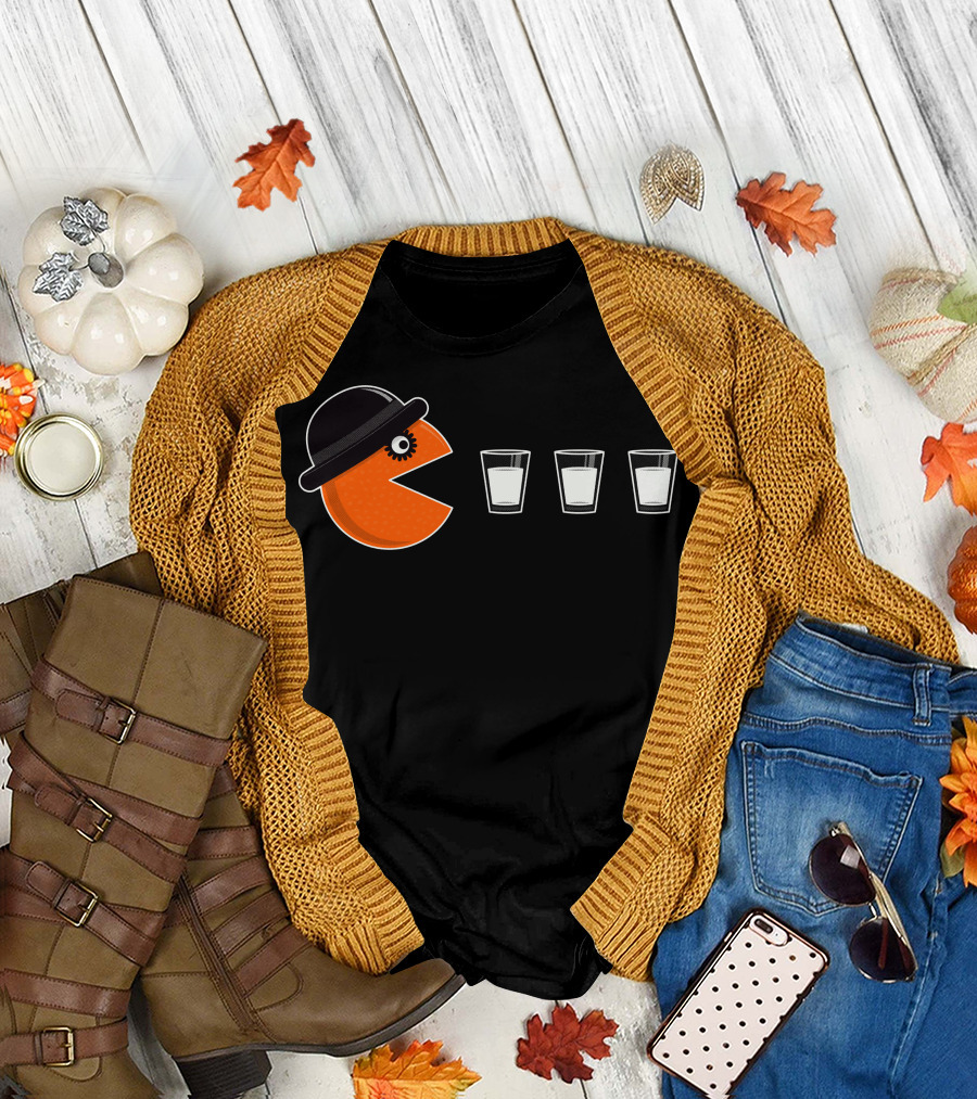 Pac-Man Clockwork Orange Milk Bowler Hat Retro Mashup T-Shirt