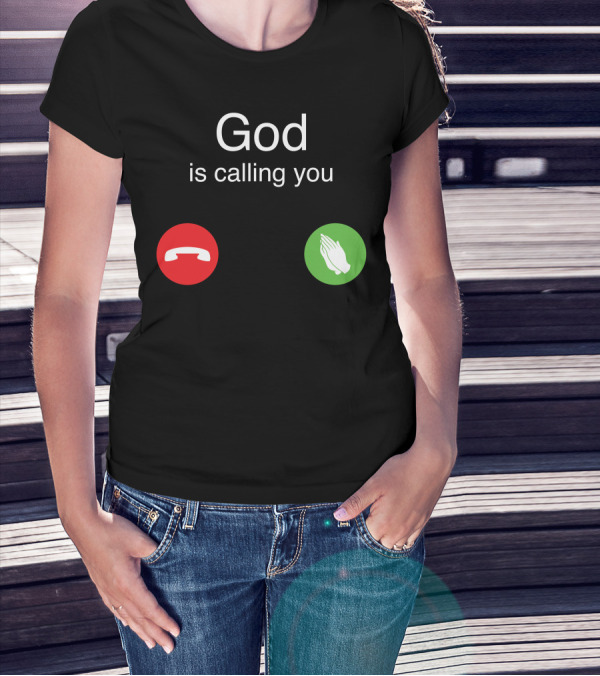 God Is Calling You Phone Icons Prayer Hands T-Shirt