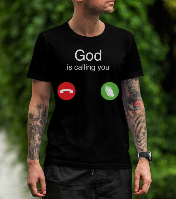 God Is Calling You Phone Icons Prayer Hands T-Shirt