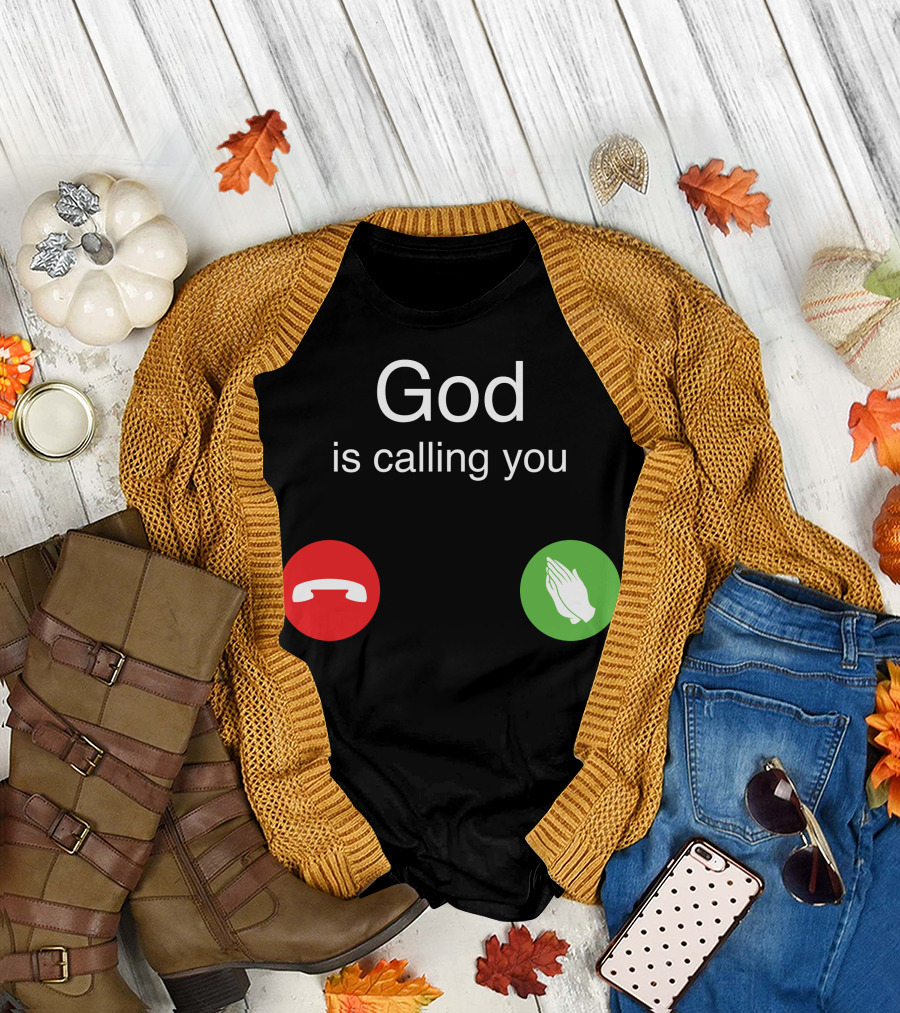 God Is Calling You Phone Icons Prayer Hands T-Shirt