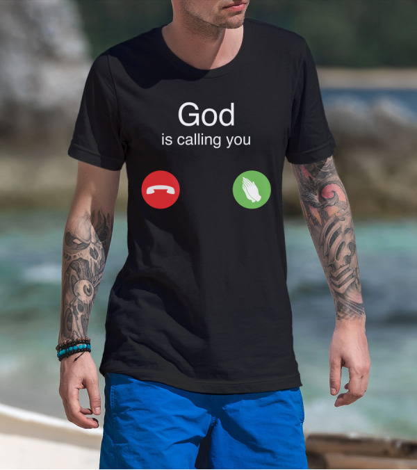 God Is Calling You Phone Icons Prayer Hands T-Shirt