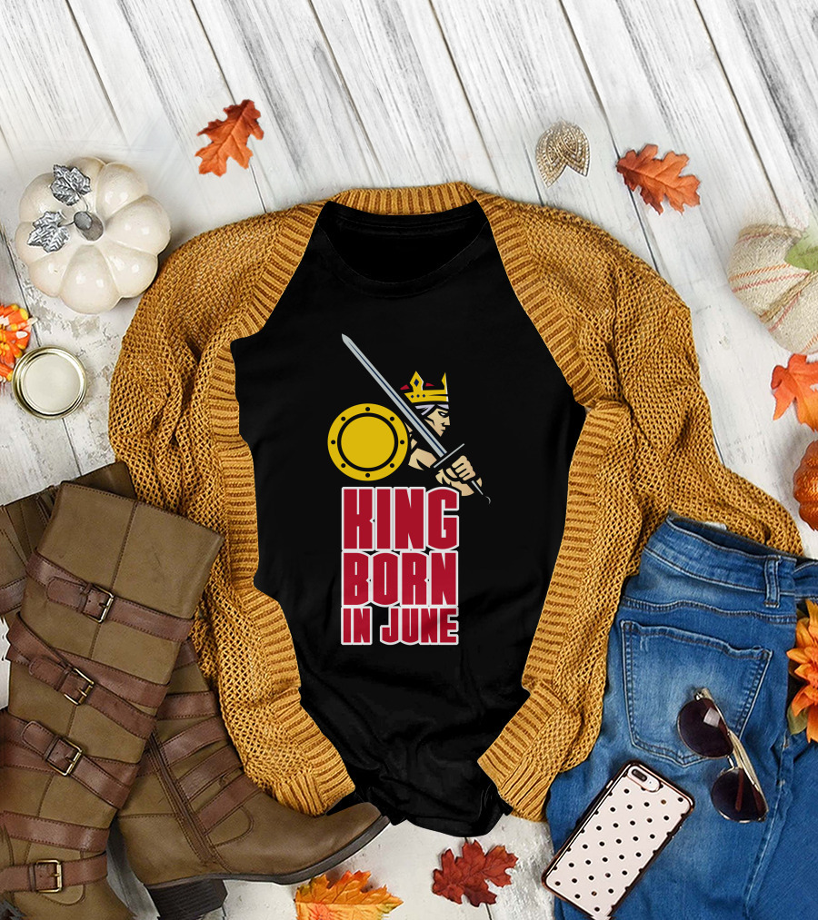 King Born in June Sword and Shield Iconic Warrior T-Shirt
