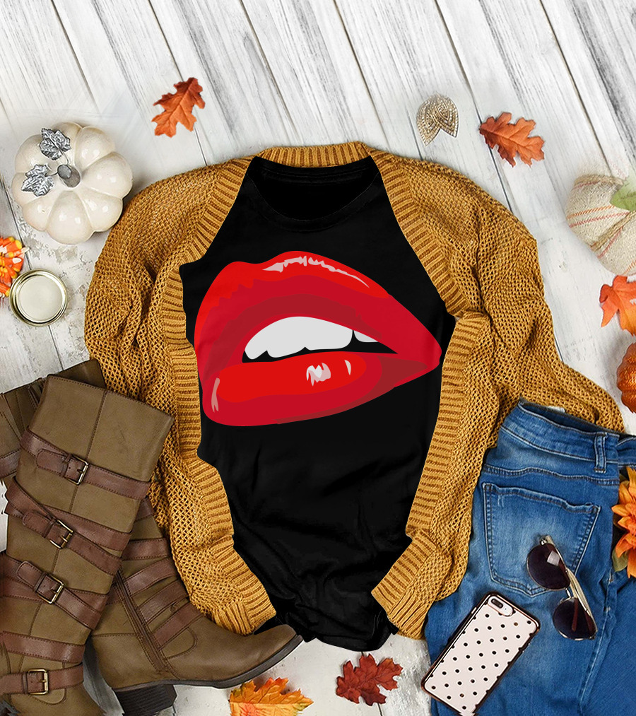 Red Lips Kiss Passion Girl Iconic T-Shirt