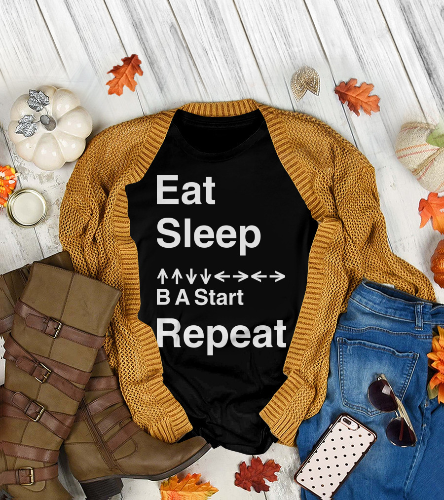 Eat Sleep Konami Code Repeat T-Shirt