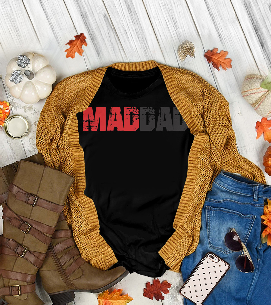 MAD DAD Bold Distressed Black T-Shirt