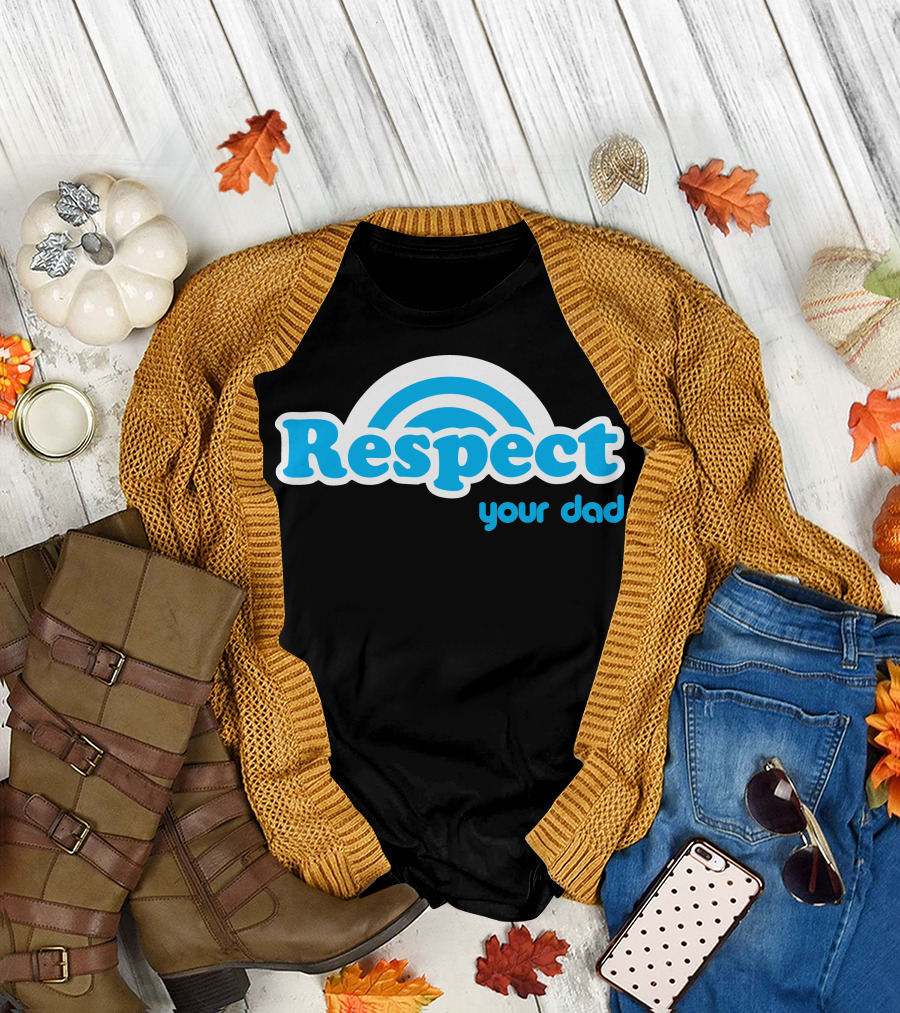 Respect Your Dad Retro Blue Rainbow T-Shirt