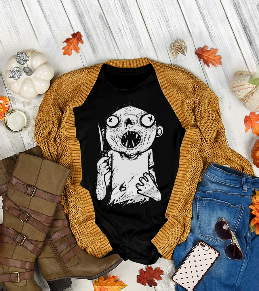 Zombie Knife Creature Holding Dagger T-Shirt