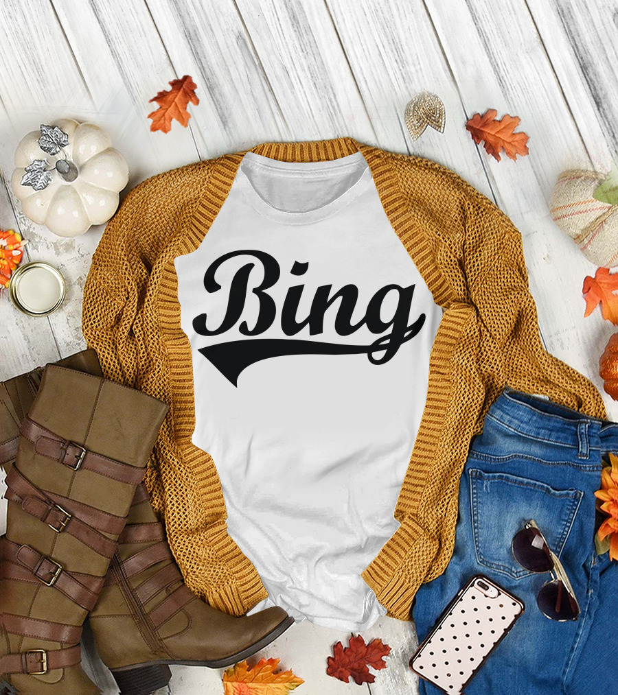 Bing Script Text with Retro Tail T-Shirt
