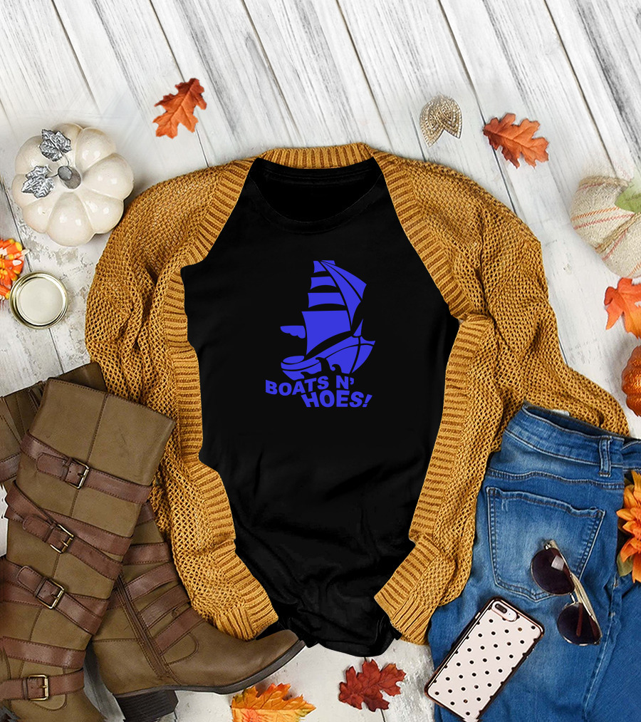 Boats N' Hoes Cool Step Brothers Funny Hilarious Blue Ship T-Shirt