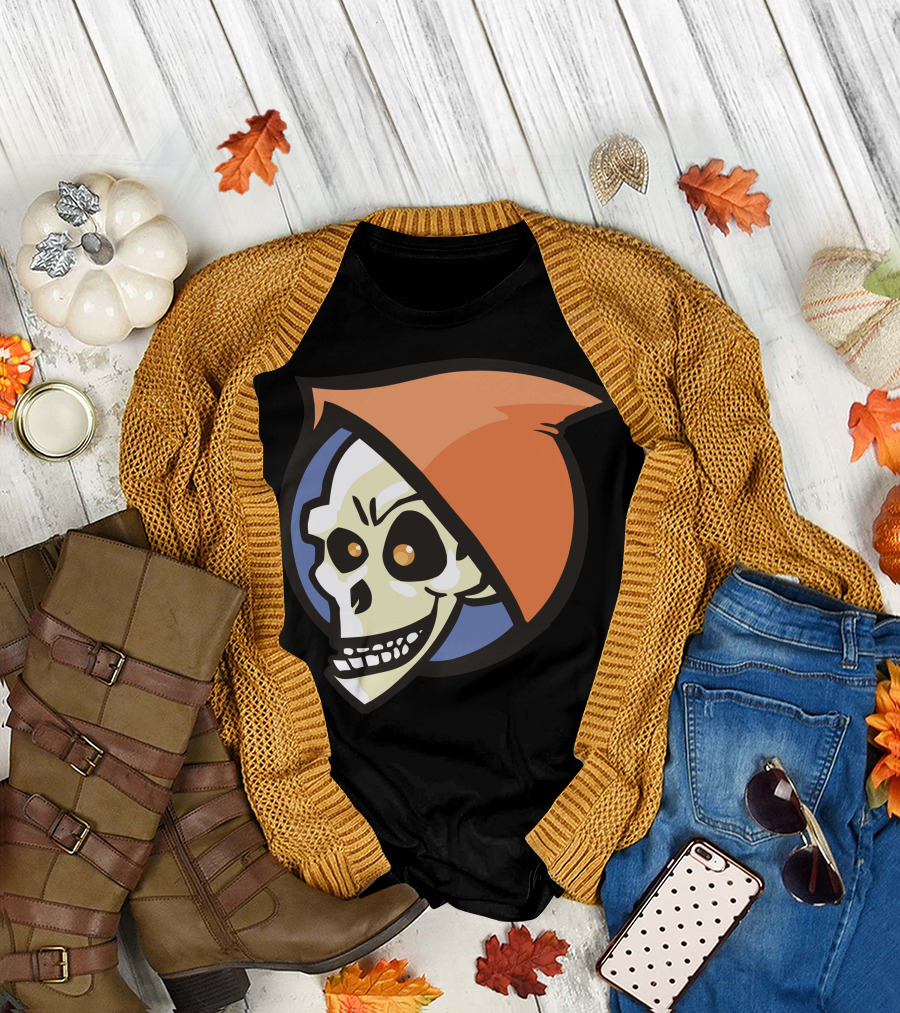 Darkniac Skull with Orange Hood and Bold Eyes T-Shirt