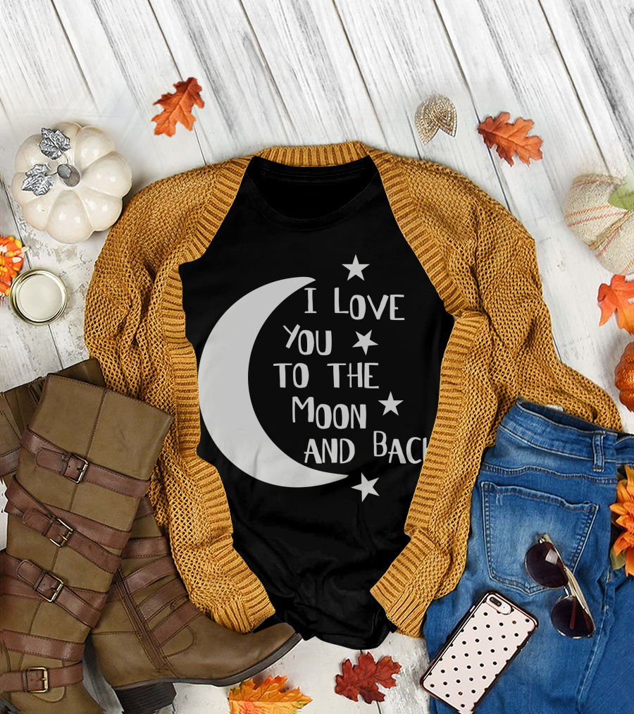 I Love You To The Moon And Back Crescent Moon Stars Babygrow T-Shirt