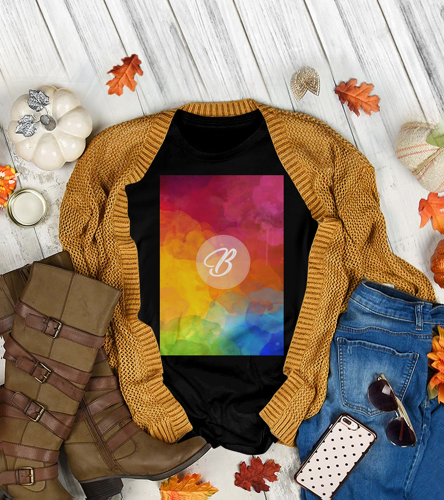 B Colorful Watercolor Background T-Shirt