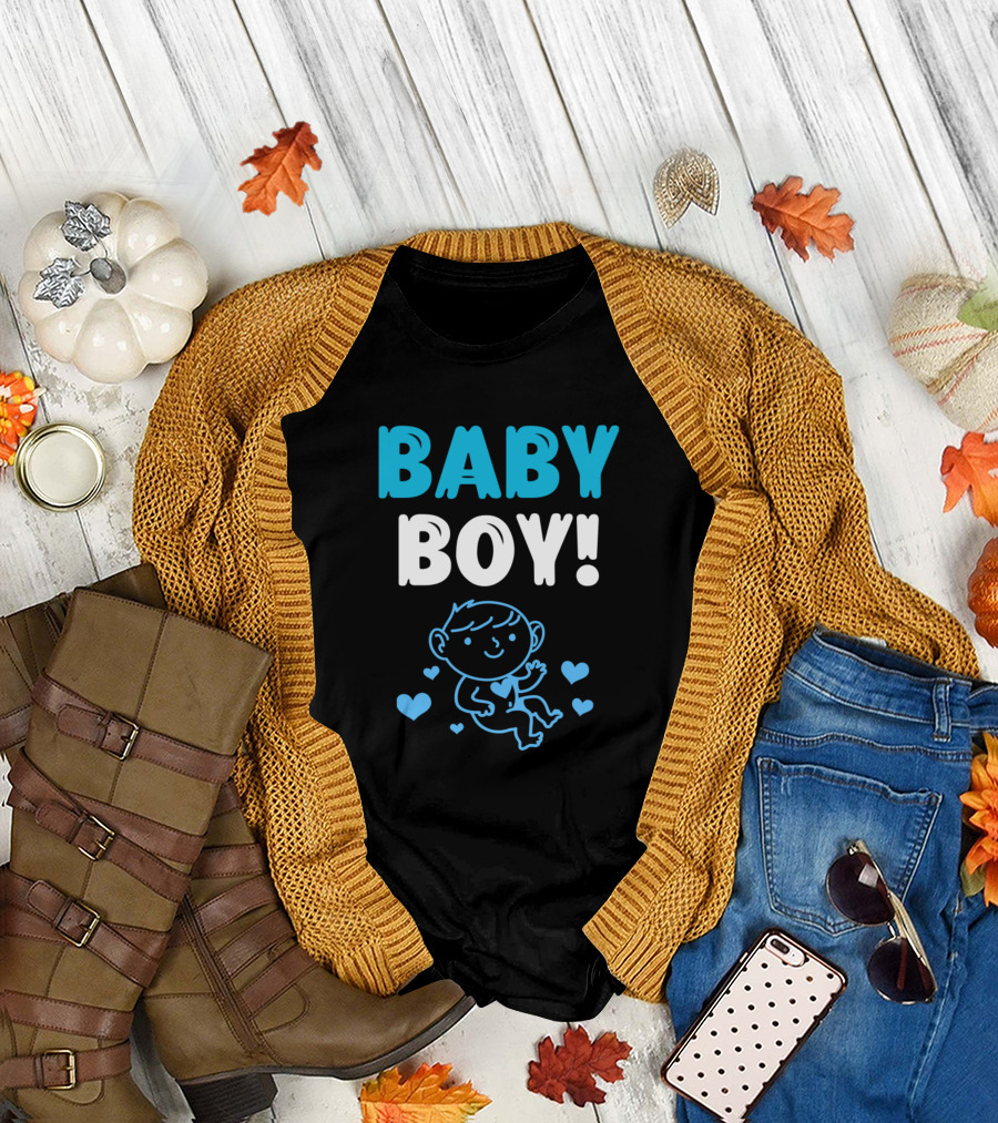 BABY BOY Cute Cartoon with Hearts T-Shirt