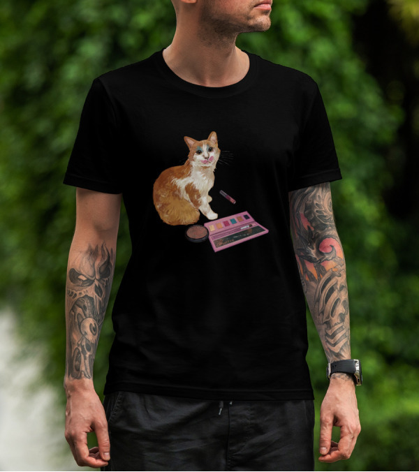 Feeling Pretty Cat With Makeup Palette And Lipstick T-Shirt