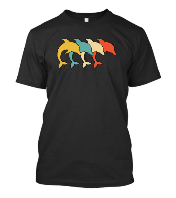 Retro Four Dolphins Vintage Pop Art Animal T-Shirt