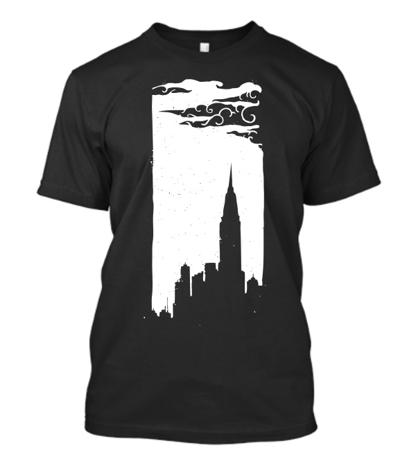 Chrysler Building New York City Skyline Silhouette With Art Deco Clouds T-Shirt