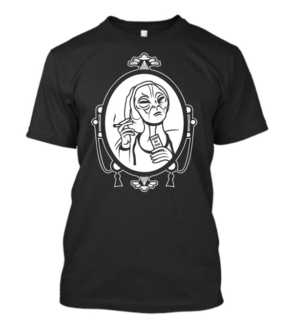 Lemme Get Uhh Smoking Alien With Card In Ornate Oval Frame T-Shirt