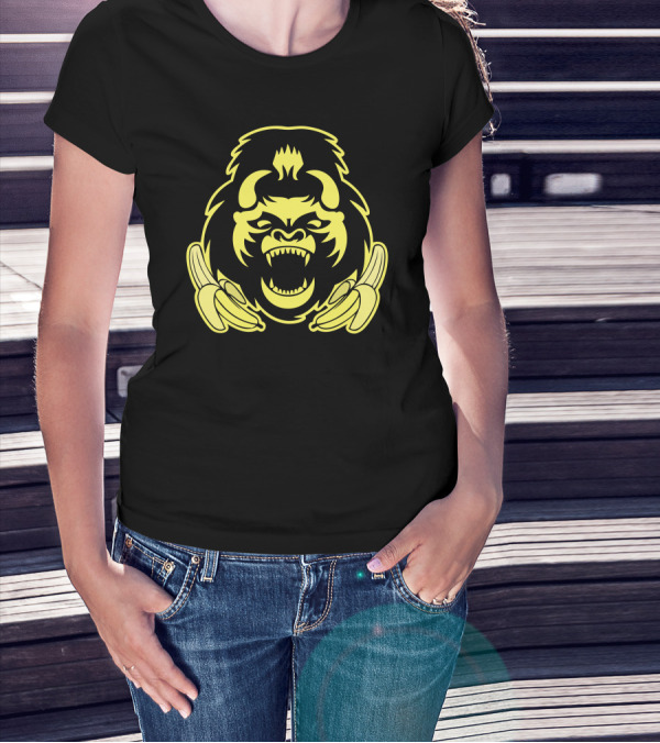 Monkey Bananas Angry Gorilla Surrounded By Yellow Bananas T-Shirt