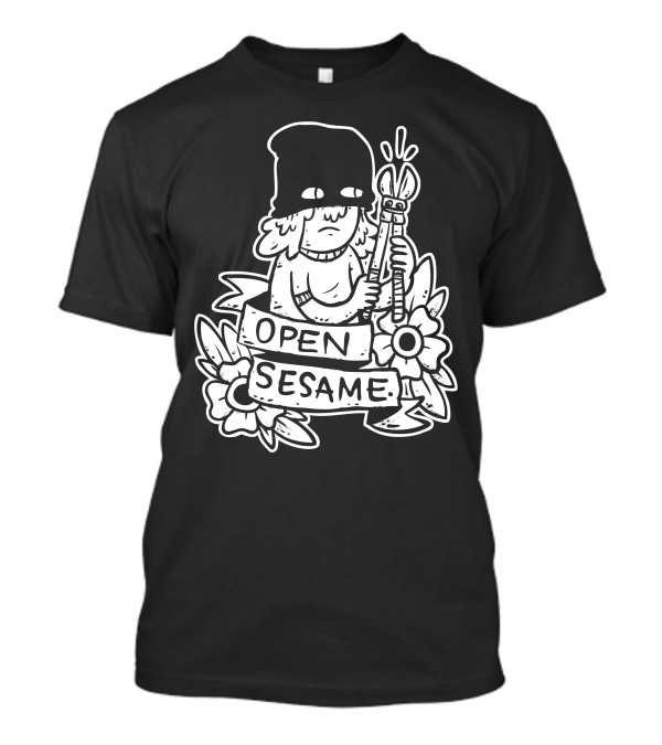 Open Sesame Floral Illustration With Hooded Character T-Shirt