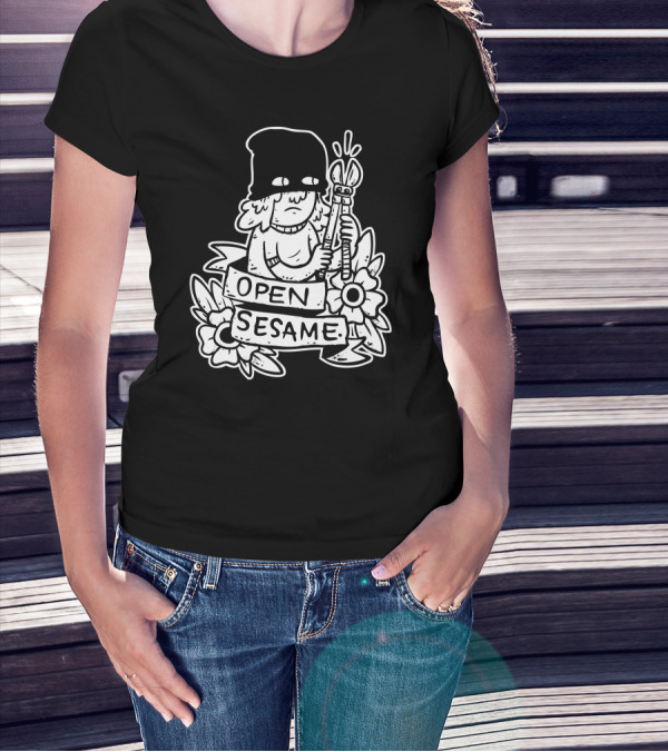 Open Sesame Floral Illustration With Hooded Character T-Shirt