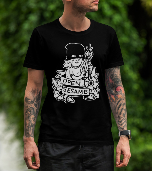 Open Sesame Floral Illustration With Hooded Character T-Shirt