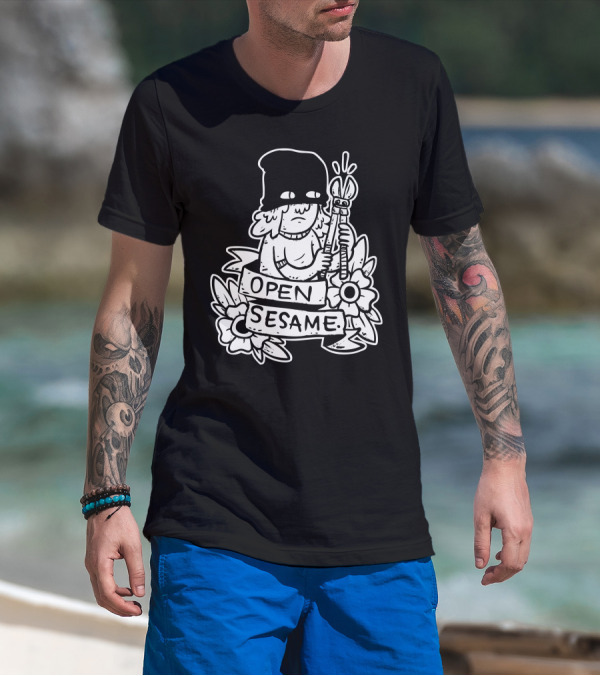 Open Sesame Floral Illustration With Hooded Character T-Shirt