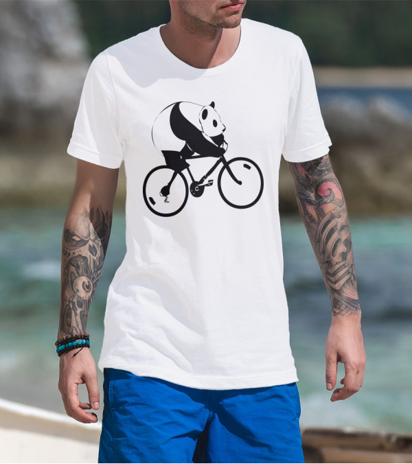 Panda Riding Bicycle Down Under T-Shirt