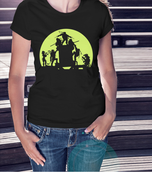 Run For It Mikey Ninja Shadows Moon Tower T-Shirt