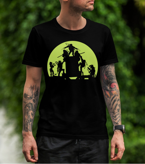 Run For It Mikey Ninja Shadows Moon Tower T-Shirt