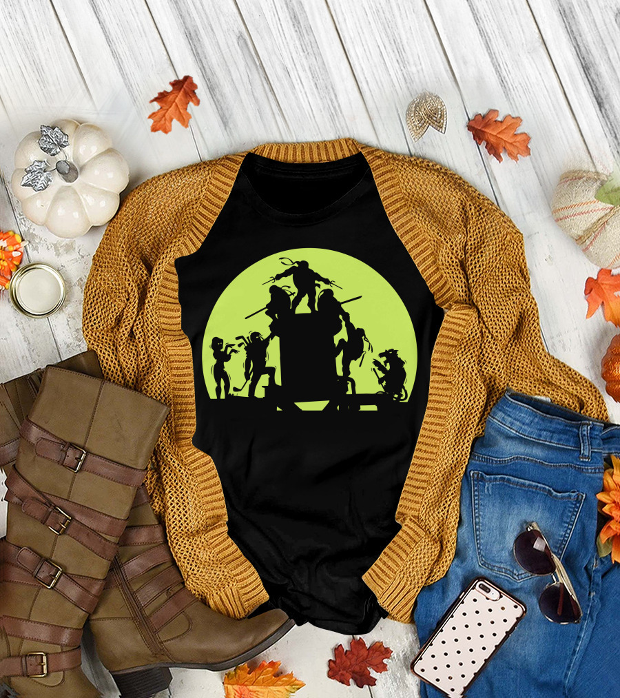 Run For It Mikey Ninja Shadows Moon Tower T-Shirt