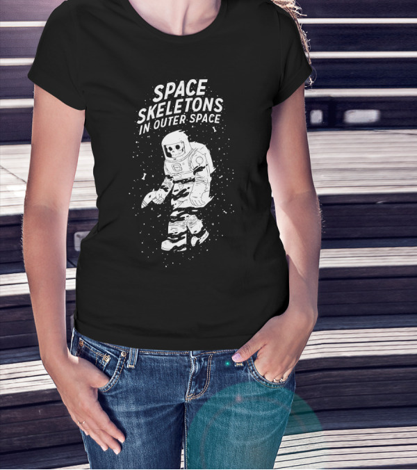 Space Skeletons In Outer Space Astronaut Galaxy Adventure T-Shirt